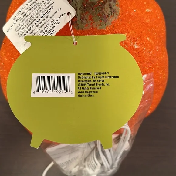 Light Up Sparkling Pumpkin Decoration 9” NWT - Picture 11 of 12